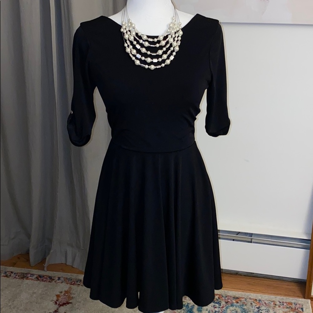 Boat Neck w/ Scooped Back Dress - Express